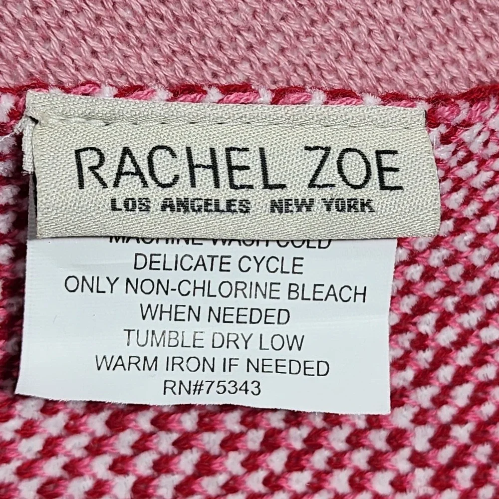 Zoe Rachel Cotton Blend Knit Throw Blanket Heart Color Block Pink Red 50x70